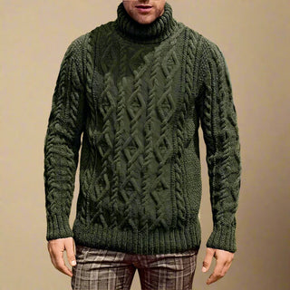 Turtleneck | Mens Casual Warm Knitted Cable Jumper