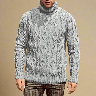 Turtleneck | Mens Casual Warm Knitted Cable Jumper