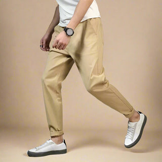 Chino Trousers | Casual Wide Cotton Trousers with Elastic Waist for Men | Baggy Fit