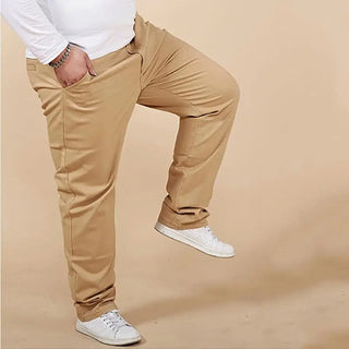 Chino Trousers | Casual Business Cotton Trousers with Elastic Waist for Men | Plus Size | Regular Fit