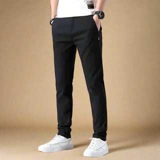 Chino Trousers | Casual Business Cotton Trousers with Elastic Waist for Men | Slim Fit