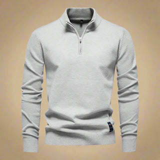 Half Zip Funnel Neck | Casual Plain Knit Half Zip Funnel Neck for Men