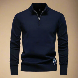 Half Zip Funnel Neck | Casual Plain Knit Half Zip Funnel Neck for Men