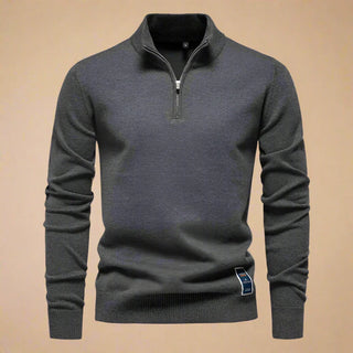 Half Zip Funnel Neck | Casual Plain Knit Half Zip Funnel Neck for Men