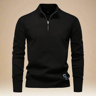 Half Zip Funnel Neck | Casual Plain Knit Half Zip Funnel Neck for Men