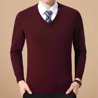 V-neck Jumper | Business Casual Plain Smart V-neck Sweater for Men