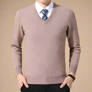 V-neck Jumper | Business Casual Plain Smart V-neck Sweater for Men