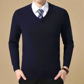 V-neck Jumper | Business Casual Plain Smart V-neck Sweater for Men