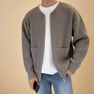 Ganti Cardigan | Men's Oversized ribbed knitted cardigan with zipper