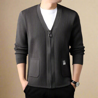 Ganti Zip Cardigan | Men's Smart Casual Knitted Cardigan with Zip and Round Neck