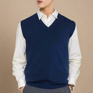 Spencer | Business Casual Knitted Sleeveless V-Neck Jumper for Men