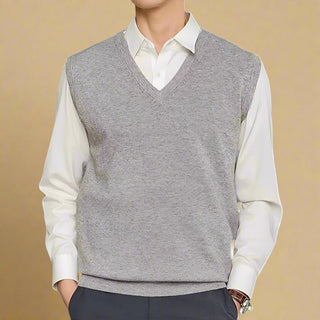 Spencer | Business Casual Knitted Sleeveless V-Neck Jumper for Men