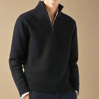 Half Zip Jumper | Business Casual Fine Knit Half Zip Funnel Neck for Men