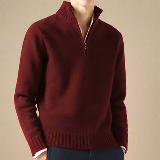 Half Zip Jumper | Business Casual Fine Knit Half Zip Funnel Neck for Men