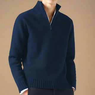 Half Zip Jumper | Business Casual Fine Knit Half Zip Funnel Neck for Men