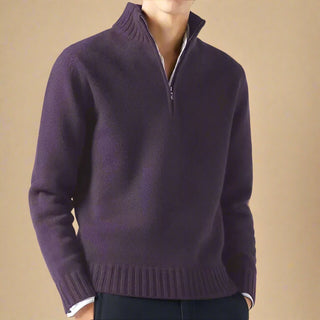 Half Zip Jumper | Business Casual Fine Knit Half Zip Funnel Neck for Men