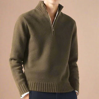 Half Zip Jumper | Business Casual Fine Knit Half Zip Funnel Neck for Men