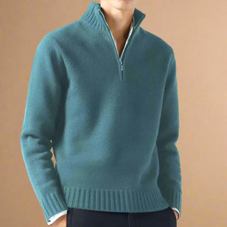 Half Zip Jumper | Business Casual Fine Knit Half Zip Funnel Neck for Men