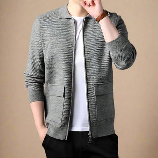 Ganti Zip Cardigan | Men's Smart Casual Cardigan with Zip and Folded Collar