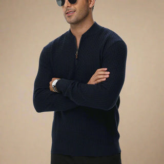 Half Zip Jumper | Modern Sturdy Jumper with Bomber Collar and Zip for Men