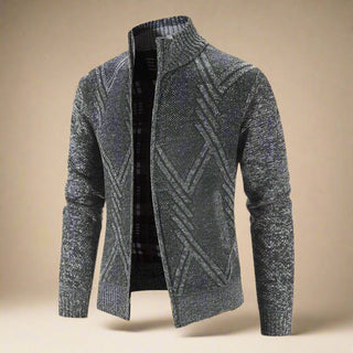 Ganti Zip Cardigan | Men's Smart Casual Wool Nordic Jacket with Zip and Collar