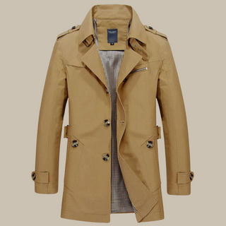 Castello Trenchcoat | Stylish Long Men's Coat with Pockets and High Collar