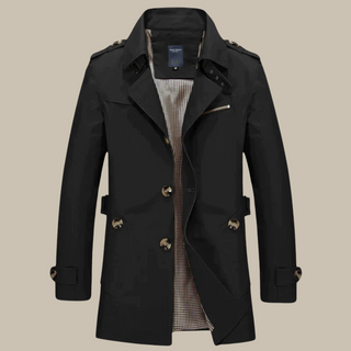 Castello Trenchcoat | Stylish Long Men's Coat with Pockets and High Collar