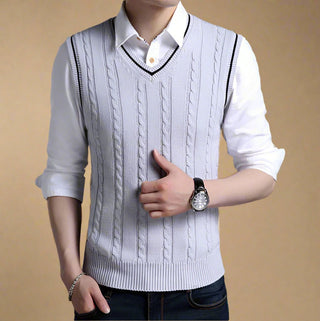 Spencer | Retro Knitted Sleeveless Jumper with V-Neck for Men