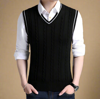 Spencer | Retro Knitted Sleeveless Jumper with V-Neck for Men