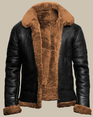 Maximilian Winter Coat | Retro Leather Winter Jacket for Men with Fleece Lining and Collar