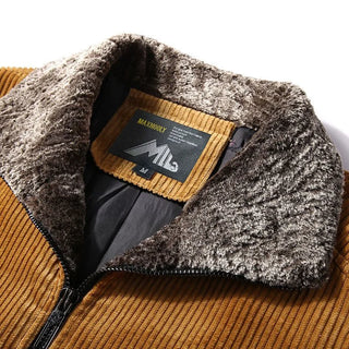 Corduroy Flight Bomber Jacket | Stylish Warm Winter Jacket for Men with Fleece Lining