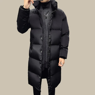 Ganti Parka | Stylish black long puffer winter coat for men