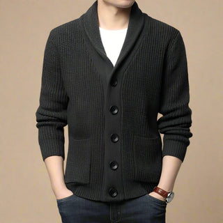 Ganti Cardigan | Men's Smart Casual Knitted Cardigan with Buttons and Double Collar