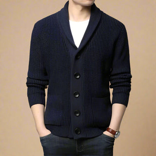 Ganti Cardigan | Men's Smart Casual Knitted Cardigan with Buttons and Double Collar