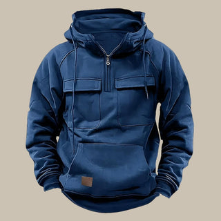 Hoodie | Sporty Half-Zip Mens Sweatshirt with Pockets