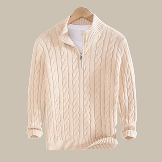 Broni Sweater | Stylish Soft Ribbed Men's Sweater with V-Neck and Zipper