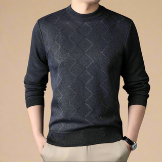 Ganti Jumper | Men's Casual chic warm smart sweater with checkered pattern and crew neck