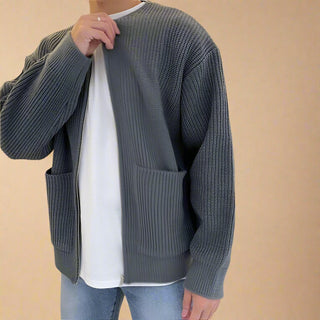 Ganti Cardigan | Men's Oversized ribbed knitted cardigan with zipper