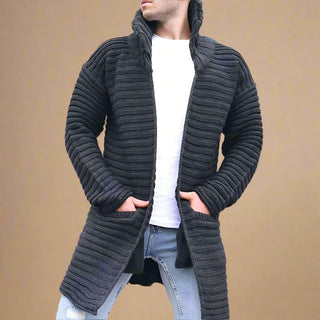 Ganti Cardigan | Men's Casual Extra Long Knitted Cardigan with High Neck